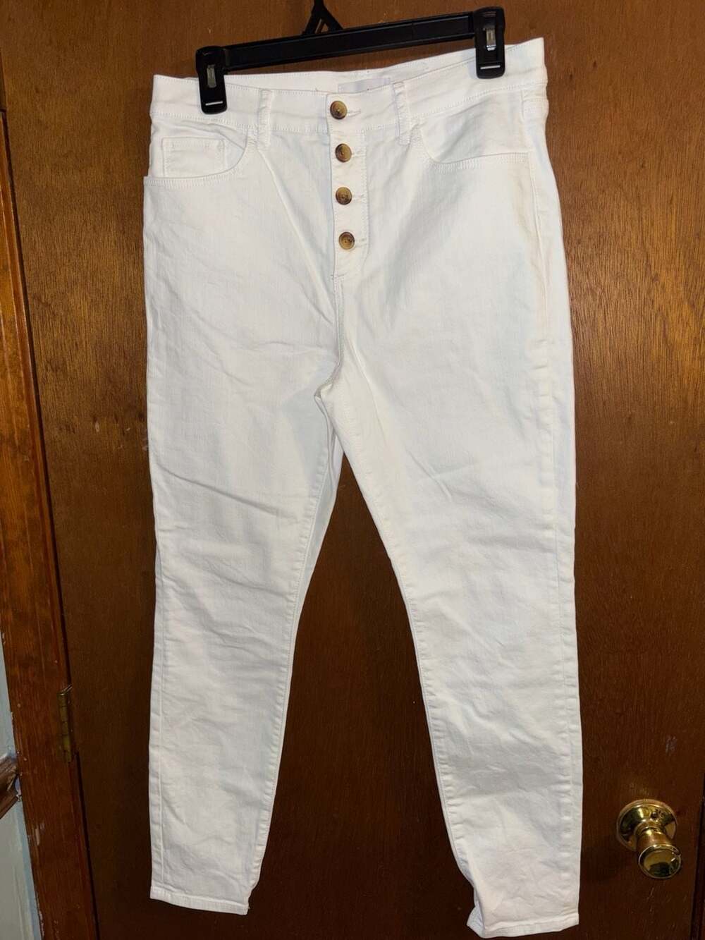 LOFT Made and Loved White High Rise Button Fly Skinny Ankle Jeans Size 29P (8)